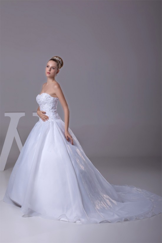 Satin Lace Organza A-Line Sleeveless Strapless Best Wedding Dresses 2030278 Satin Lace Organza A-Line Sleeveless Strapless Best Wedding Dresses 2030278