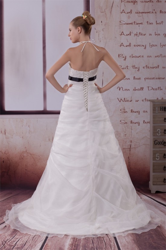 A-Line Halter Beaded Satin Lace Organza Wedding Dresses 2030280 A-Line Halter Beaded Satin Lace Organza Wedding Dresses 2030280