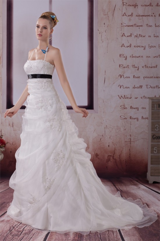 A-Line Halter Beaded Satin Lace Organza Wedding Dresses 2030280 A-Line Halter Beaded Satin Lace Organza Wedding Dresses 2030280