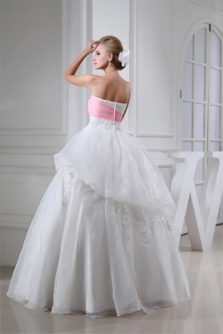 Ball Gown Sweetheart Satin Lace Organza Floor-Length Wedding Dresses 2030282