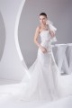 Mermaid/Trumpet Satin Netting Lace One-Shoulder Wedding Dresses 2030286