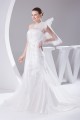 Mermaid/Trumpet Satin Netting Lace One-Shoulder Wedding Dresses 2030286