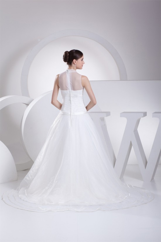 A-Line Satin Organza Fine Netting Sleeveless Wedding Dresses 2030288 A-Line Satin Organza Fine Netting Sleeveless Wedding Dresses 2030288