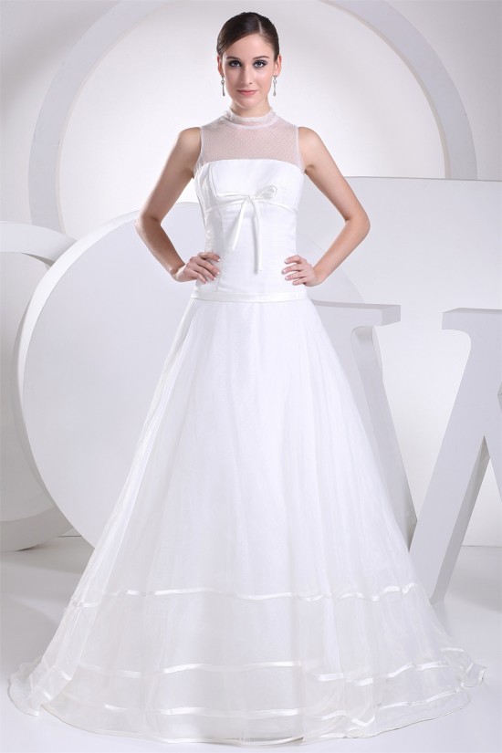 A-Line Satin Organza Fine Netting Sleeveless Wedding Dresses 2030288 A-Line Satin Organza Fine Netting Sleeveless Wedding Dresses 2030288