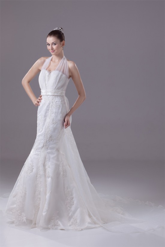 Mermaid/Trumpet Halter Lace Most Beautiful Wedding Dresses 2030290