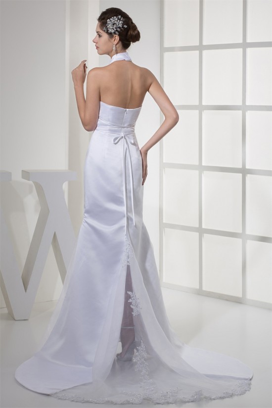 Mermaid/Trumpet Halter Satin Organza Sleeveless Wedding Dresses 2030291 Mermaid/Trumpet Halter Satin Organza Sleeveless Wedding Dresses 2030291