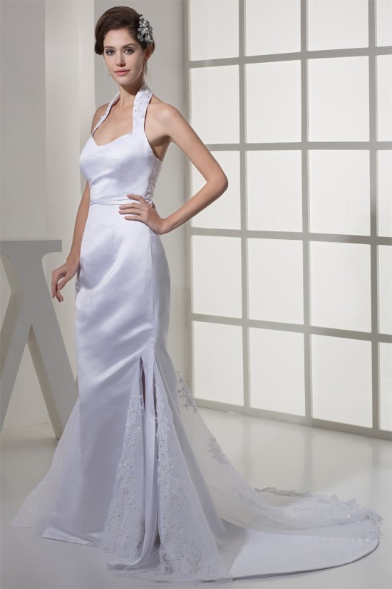 Mermaid/Trumpet Halter Satin Organza Sleeveless Wedding Dresses 2030291 Mermaid/Trumpet Halter Satin Organza Sleeveless Wedding Dresses 2030291