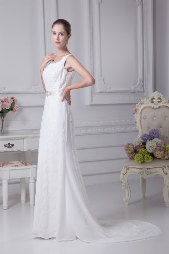 Satin Organza Silk like Satin A-Line Sleeveless Lace Wedding Dresses 2030293 Satin Organza Silk like Satin A-Line Sleeveless Lace Wedding Dresses 2030293
