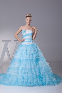 A-Line Strapless Beaded Lace Wedding Dresses with Color 2030295