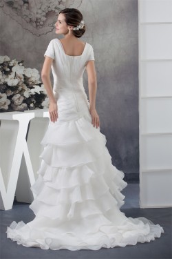 Satin Organza Square Princess Sleeveless Most Beautiful Wedding Dresses 2030297