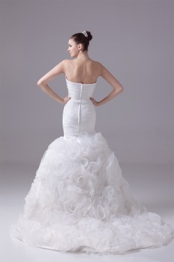 Mermaid/Trumpet Satin Organza Sweetheart Most Beautiful Wedding Dresses 2030300