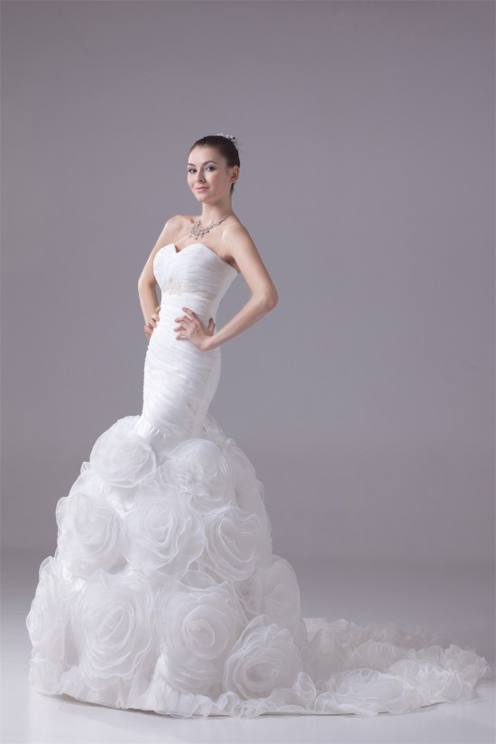 Mermaid/Trumpet Satin Organza Sweetheart Most Beautiful Wedding Dresses 2030300 Mermaid/Trumpet Satin Organza Sweetheart Most Beautiful Wedding Dresses 2030300