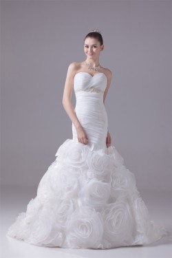 Mermaid/Trumpet Satin Organza Sweetheart Most Beautiful Wedding Dresses 2030300