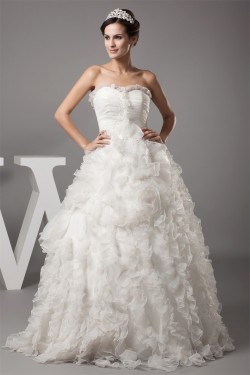 Satin Organza Sweetheart Sleeveless Ball Gown New Arrival Wedding Dresses 2030301