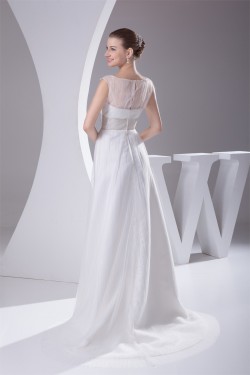 Satin Ruffled Netting Sheath/Column Sleeveless Most Beautiful Wedding Dresses 2030302