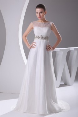 Satin Ruffled Netting Sheath/Column Sleeveless Most Beautiful Wedding Dresses 2030302