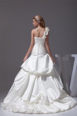 Satin Sleeveless One-Shoulder A-Line New Arrival Wedding Dresses 2030303