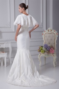 Mermaid/Trumpet Satin Sleeveless Scoop Lace Wedding Dresses 2030304