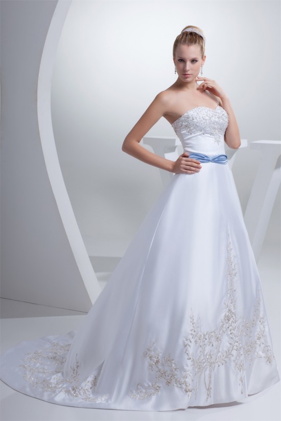 A-Line Beaded Satin Sweetheart Sleeveless Wedding Dresses 2030306 A-Line Beaded Satin Sweetheart Sleeveless Wedding Dresses 2030306