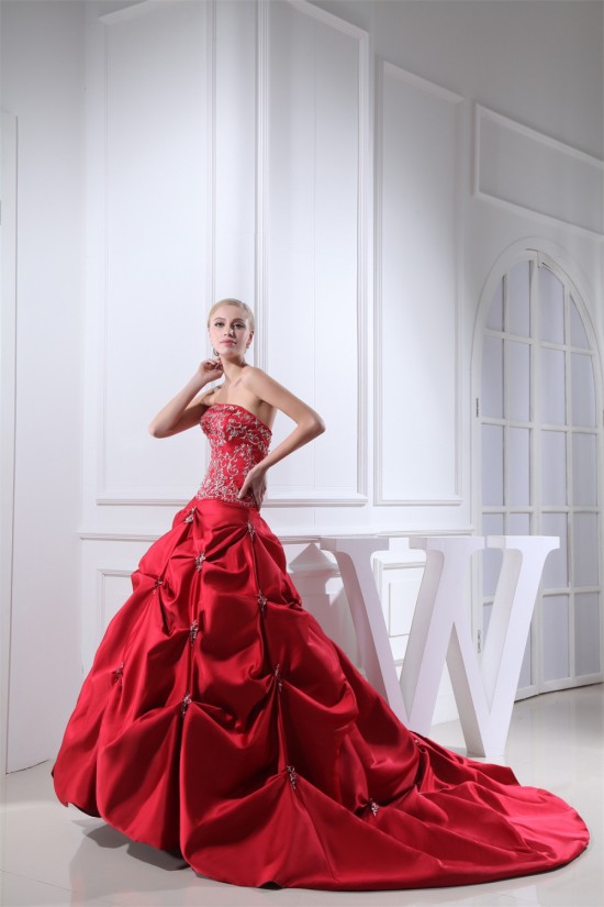 A-Line Satin Taffeta Princess Square Sleeveless Wedding Dresses 2030307