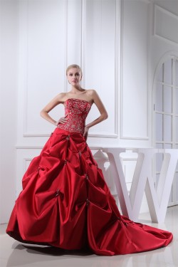 A-Line Satin Taffeta Princess Square Sleeveless Wedding Dresses 2030307