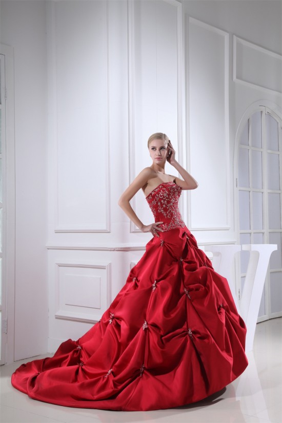A-Line Satin Taffeta Princess Square Sleeveless Wedding Dresses 2030307