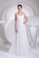 A-Line Chiffon Scoop Sleeveless Sweet Wedding Dresses 2030310