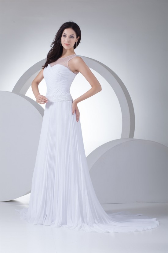 A-Line Sleeveless Scoop Chiffon Silk like Satin Wedding Dresses 2030311 A-Line Sleeveless Scoop Chiffon Silk like Satin Wedding Dresses 2030311