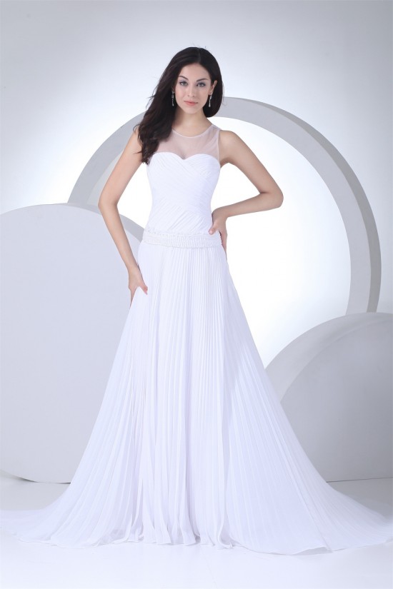 A-Line Sleeveless Scoop Chiffon Silk like Satin Wedding Dresses 2030311 A-Line Sleeveless Scoop Chiffon Silk like Satin Wedding Dresses 2030311