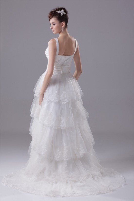A-Line Sleeveless Scoop Satin Lace Wedding Dresses 2030314 A-Line Sleeveless Scoop Satin Lace Wedding Dresses 2030314
