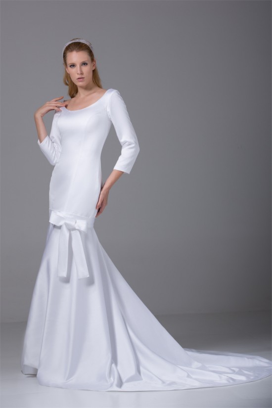 Mermaid/Trumpet 3/4 Length Sleeve Scoop Satin Wedding Dresses 2030315 Mermaid/Trumpet 3/4 Length Sleeve Scoop Satin Wedding Dresses 2030315
