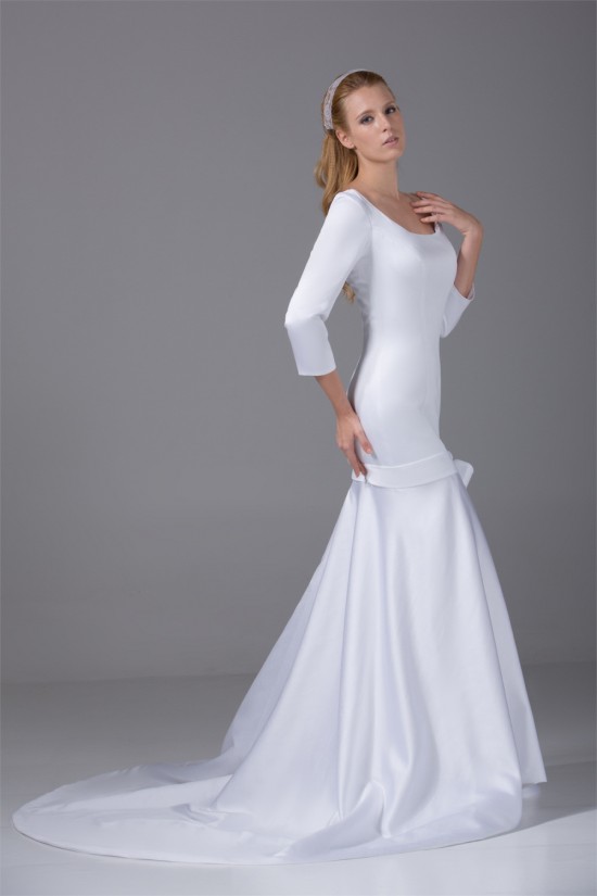 Mermaid/Trumpet 3/4 Length Sleeve Scoop Satin Wedding Dresses 2030315 Mermaid/Trumpet 3/4 Length Sleeve Scoop Satin Wedding Dresses 2030315