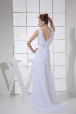 Sheath/Column Sleeveless Chiffon Scoop Wedding Dresses 2030316