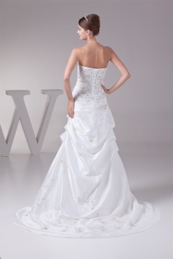 A-Line Strapless Taffeta Sweet Wedding Dresses 2030317