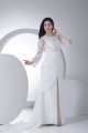 Sheath/Column Chiffon Satin Lace Long Sleeve Front Split Wedding Dresses 2030318 Sheath/Column Chiffon Satin Lace Long Sleeve Front Split Wedding Dresses 2030318