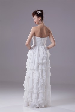 Sheath/Column Chiffon Strapless Floor-Length Wedding Dresses 2030319
