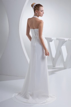 Sheath/Column Halter Chiffon Beaded Wedding Dresses 2030320