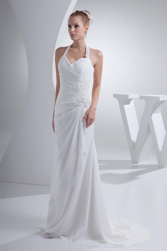 Sheath/Column Halter Chiffon Beaded Wedding Dresses 2030320 Sheath/Column Halter Chiffon Beaded Wedding Dresses 2030320