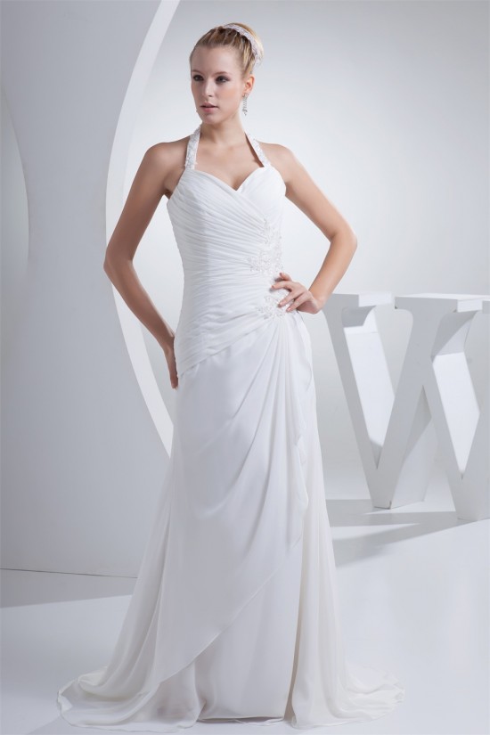 Sheath/Column Halter Chiffon Beaded Wedding Dresses 2030320 Sheath/Column Halter Chiffon Beaded Wedding Dresses 2030320