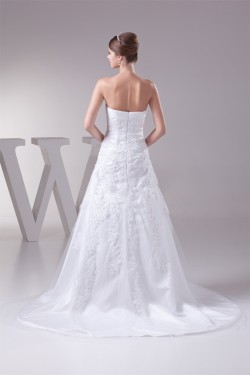 A-Line Satin Lace Fine Netting Sweetheart Wedding Dresses 2030322