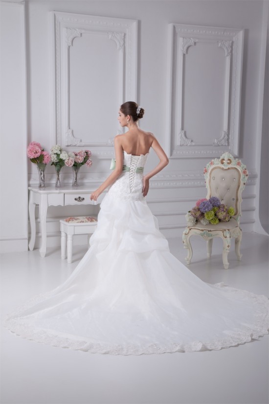 A-Line Satin Organza Sleeveless Lace Wedding Dresses 2030323 A-Line Satin Organza Sleeveless Lace Wedding Dresses 2030323