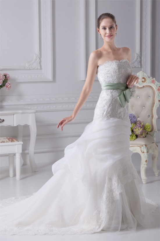 A-Line Satin Organza Sleeveless Lace Wedding Dresses 2030323 A-Line Satin Organza Sleeveless Lace Wedding Dresses 2030323