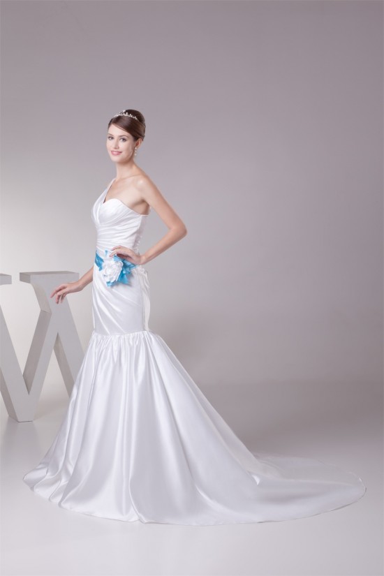 Trumpet/Mermaid Satin One-Shoulder Wedding Dresses 2030325 Trumpet/Mermaid Satin One-Shoulder Wedding Dresses 2030325