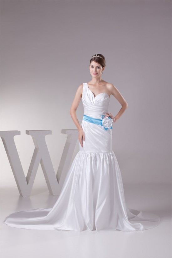 Trumpet/Mermaid Satin One-Shoulder Wedding Dresses 2030325 Trumpet/Mermaid Satin One-Shoulder Wedding Dresses 2030325