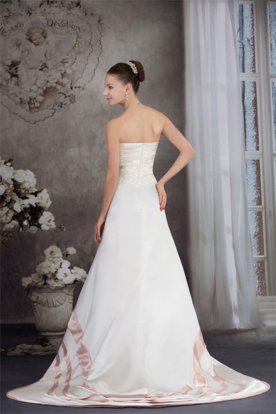 A-Line Satin Silk like Satin Sleeveless Wedding Dresses with Color 2030326 A-Line Satin Silk like Satin Sleeveless Wedding Dresses with Color 2030326