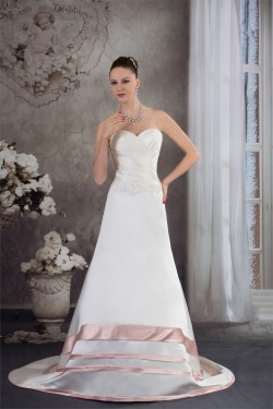 A-Line Satin Silk like Satin Sleeveless Wedding Dresses with Color 2030326
