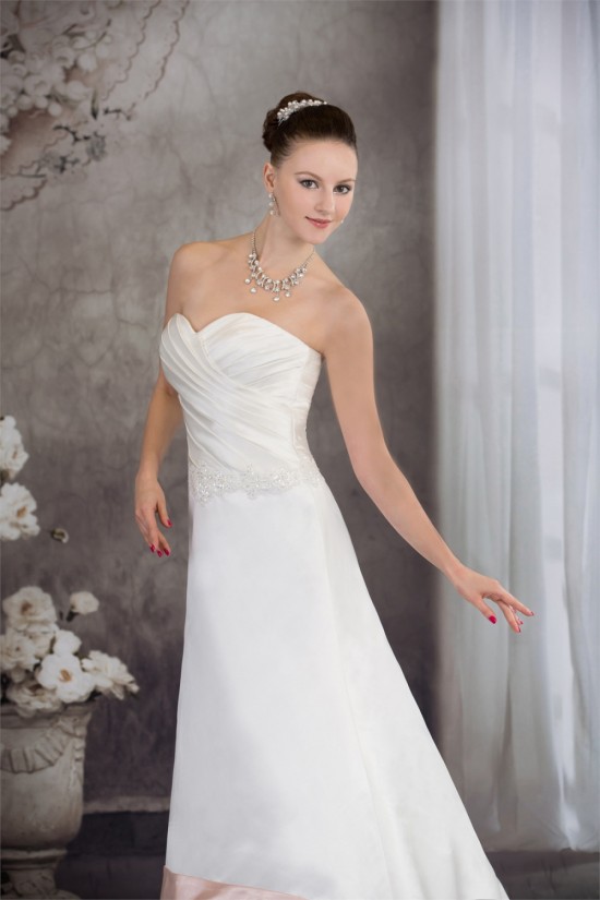 A-Line Satin Silk like Satin Sleeveless Wedding Dresses with Color 2030326 A-Line Satin Silk like Satin Sleeveless Wedding Dresses with Color 2030326