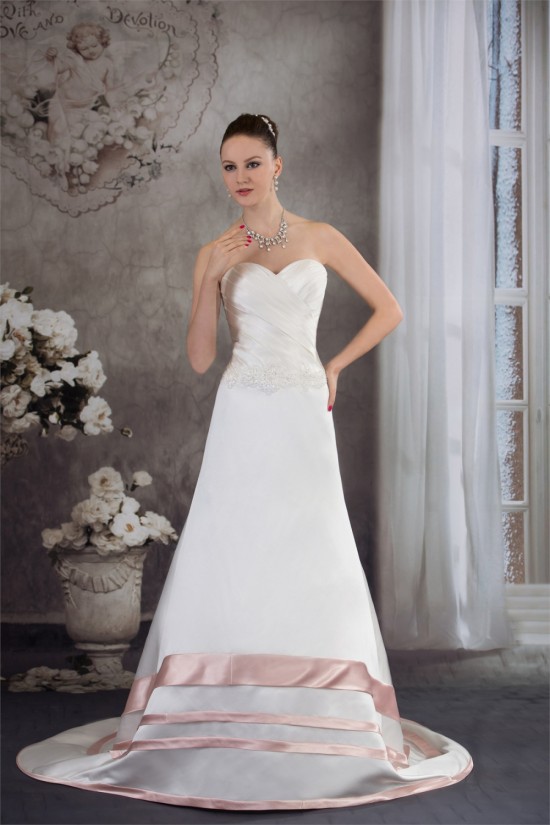 A-Line Satin Silk like Satin Sleeveless Wedding Dresses with Color 2030326 A-Line Satin Silk like Satin Sleeveless Wedding Dresses with Color 2030326