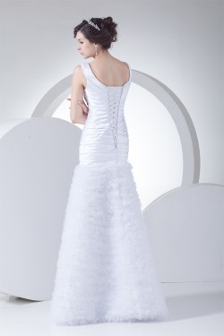 Trumpet/Mermaid Silk like Satin Netting Square Wedding Dresses 2030327