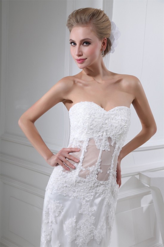 Sheath/Column Sleeveless Fine Netting Soft Sweetheart Lace Wedding Dresses 2030329 Sheath/Column Sleeveless Fine Netting Soft Sweetheart Lace Wedding Dresses 2030329